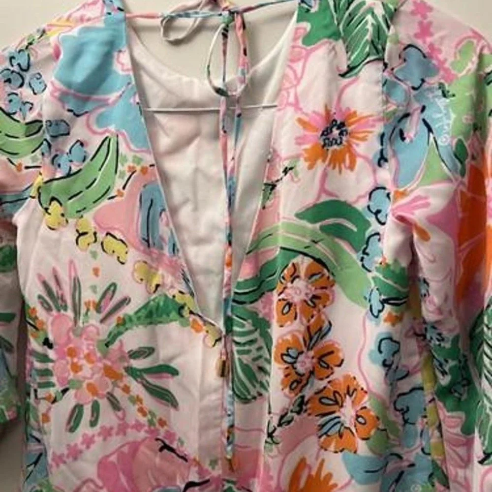 Lilly Pulitzer Floral Womens Lightweight Beachwear Dress‎ Coverup Sz XS